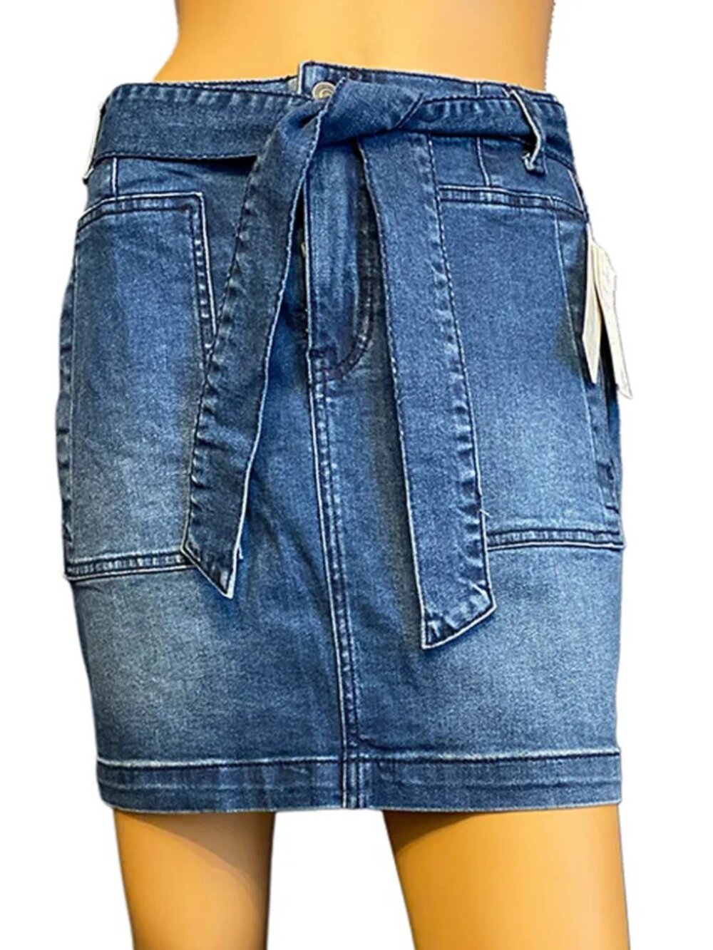 Guess Belted Denim Mini Skirt
